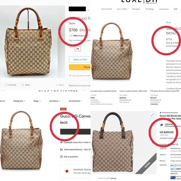 GUCCI GG Canvas Bamboo Tote Medium Large Vintage - Picture 16 of 16